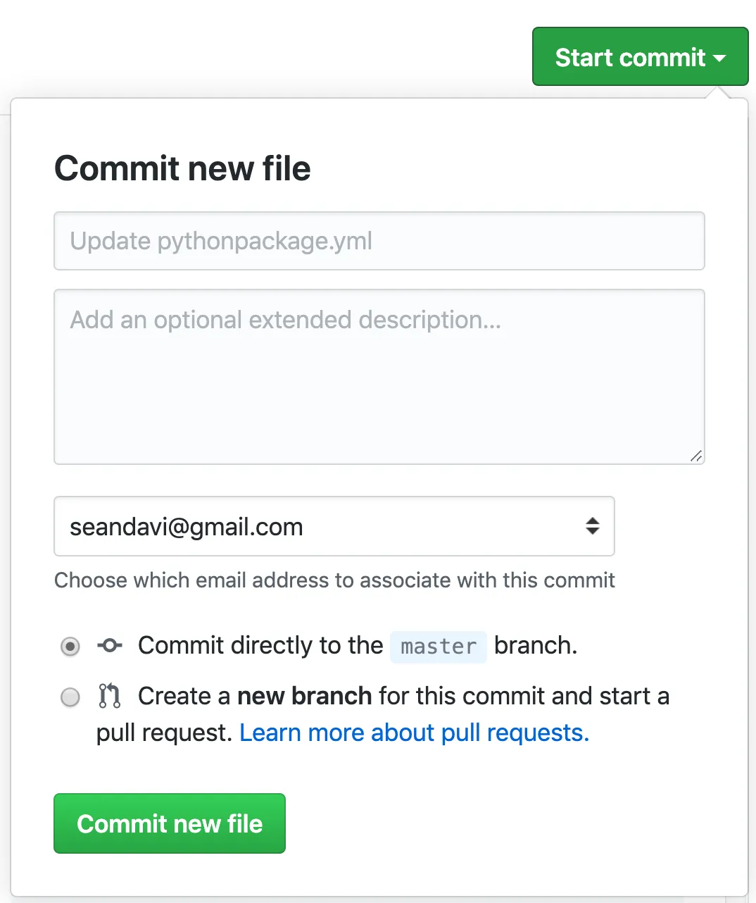 Make the first commit.