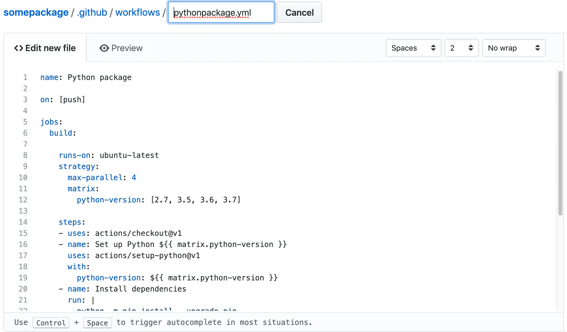 The workflow editor.